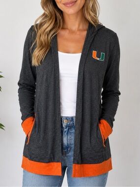 Colosseum Miami Hurricanes Women’s Open Front Hooded Cardigan Size Small NWT